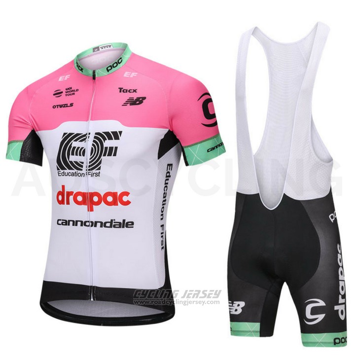 2018 Cycling Jersey Cannondale Drapac White and Pink Short Sleeve and Bib Short